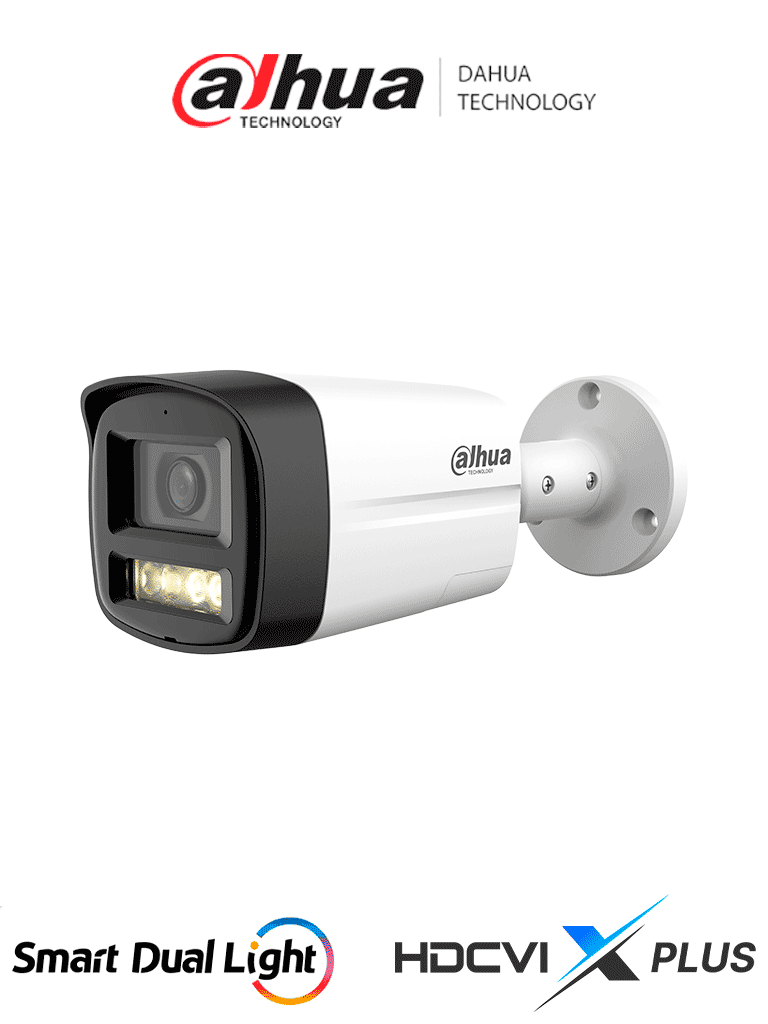 DAHUA HAC-HFW1200TLM-IL-T- Cámara Bullet de 2 MP/ HDCVI X PLUS/ Lente de 2.8 mm Apertura de Hasta 111°/ Audio Bidireccional/ Iluminador Dual Inteligente Hasta 40m/ Metal + Plastico/