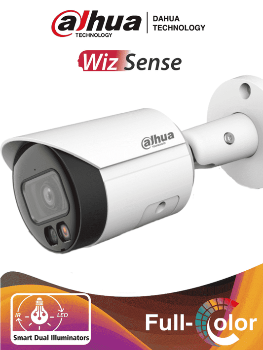 DAHUA IPC-HFW2449S-S-IL - Camara Bullet IP 4 Megapixeles/ Iluminador Dual Inteligente+Full Color/ WizSense/ Lente de 2.8mm/ 95 Grados/ Microfono Integrado/ 30 Mts de IR y Luz Visible/ Metal/ Ranura MicroSD/ WDR 120dB/ SMD Plus/ PoE