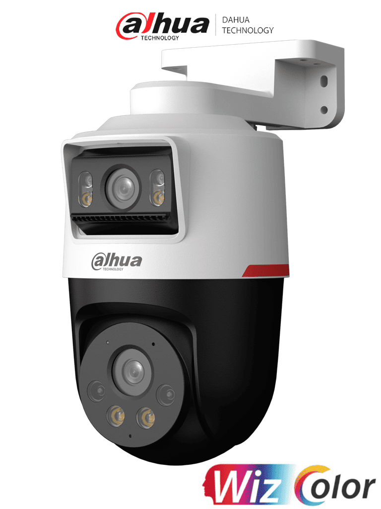 DAHUA DH-IPC-PTS2249B-E2-S-PV-PRO Cámara IP PT dual de 2MP+2MP Lente 3.6/ WizColor/SMD Plus/ Protección perimetral/ Hasta 30 m/ Iluminador dual inteligente/ Audio bidireccional/Disuasión activa de luz y sonido/Ranura micro SD/ PoE/ IP66