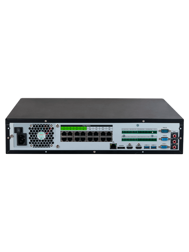 DAHUA DHI-NVR5864-16P-EI - NVR de 64 canales IP 4K con tecnología Acupick de 16 puertos PoE, RAID 0/1/5/6/10, 384 Mbps. IA avanzada: detección y reconocimiento de rostros, protección perimetral, SMD Plus en 8 canales.