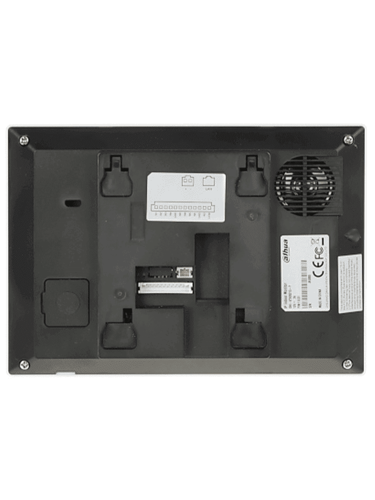 DAHUA VTH2621G-P - Monitor IP táctil de 7" en negro, Serie Lite, ideal para interiores. Soporta PoE estándar, hasta 4 cámaras de entrada y 4 monitores adicionales. Incluye modo No Molestar, 6 entradas/salidas de alarma, y compresión H.265.