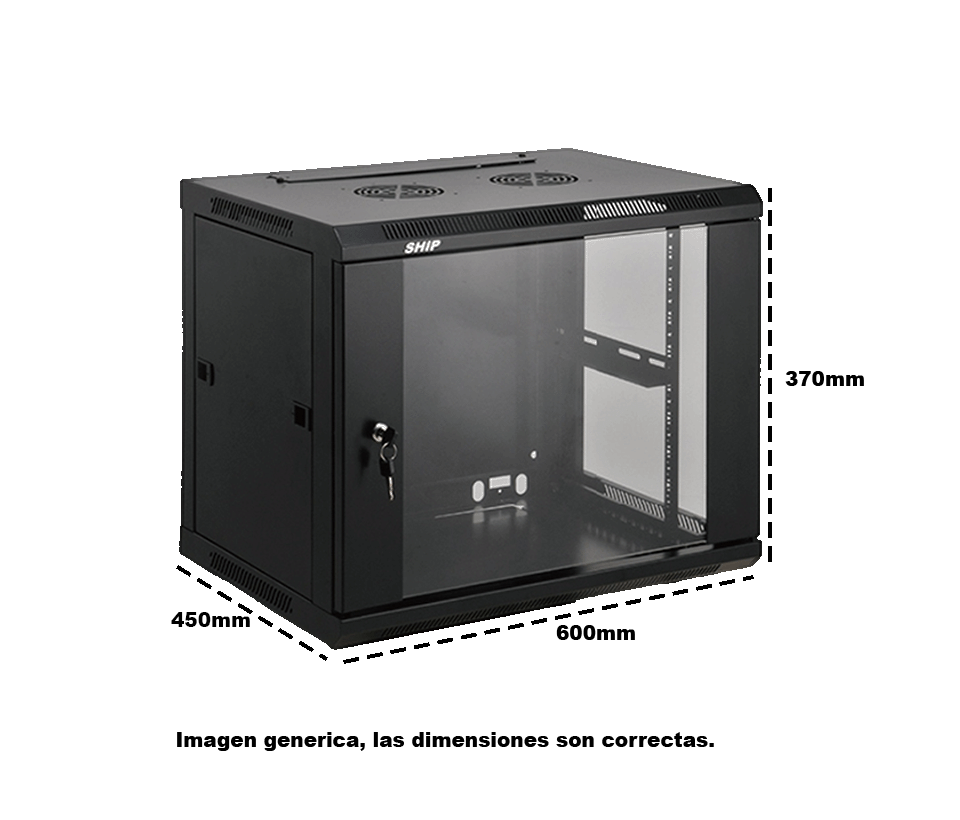 SAXXON SA640601 - Gabinete de pared de 6 UR, fijo, con capacidad de carga de 60 Kg. Dimensiones 60x45x37cm, de acero.
