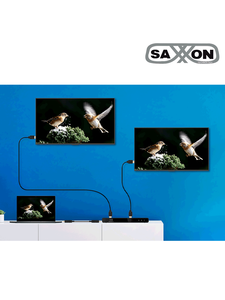 SAXXON LKV312HDR-V2.0 - Divisor de Video HDMI 4K de 1 Entrada y 2 salidas/ Soporta Resolución 4Kx2K @30Hz/ 1080P Full HD/ Distancia de 10 Metros en Entrada y Salidas/ Switch EDID para Autoajuste de Resolución/