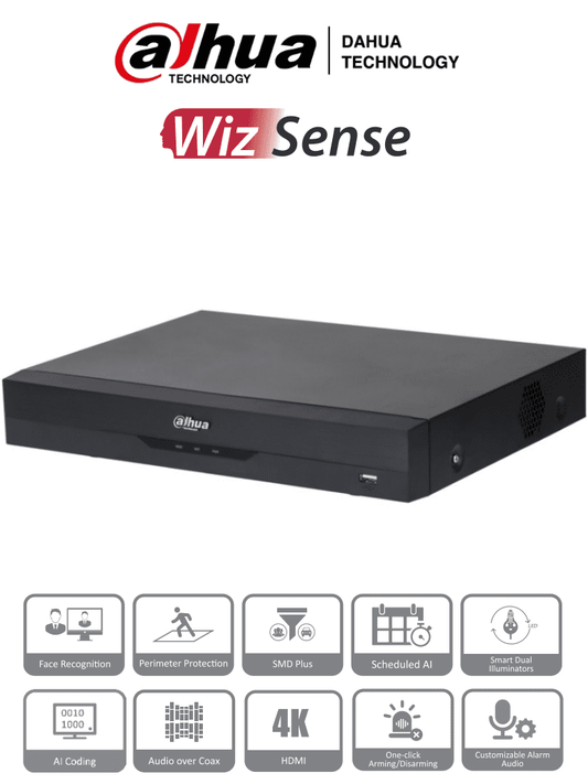 DAHUA XVR5116H-4KL-I3 - DVR de 16 Canales 4k/ 8 Megapixeles/ WizSense/ IA/ H.265+/ 16 Canales + 16 IP/ Hasta 32 Ch IP/ 2 Canales de Reconocimiento Facial/ SDM Plus/ Codificación con IA/ 1 Bahía de Disco Duro/ Funciones IoT & POS/