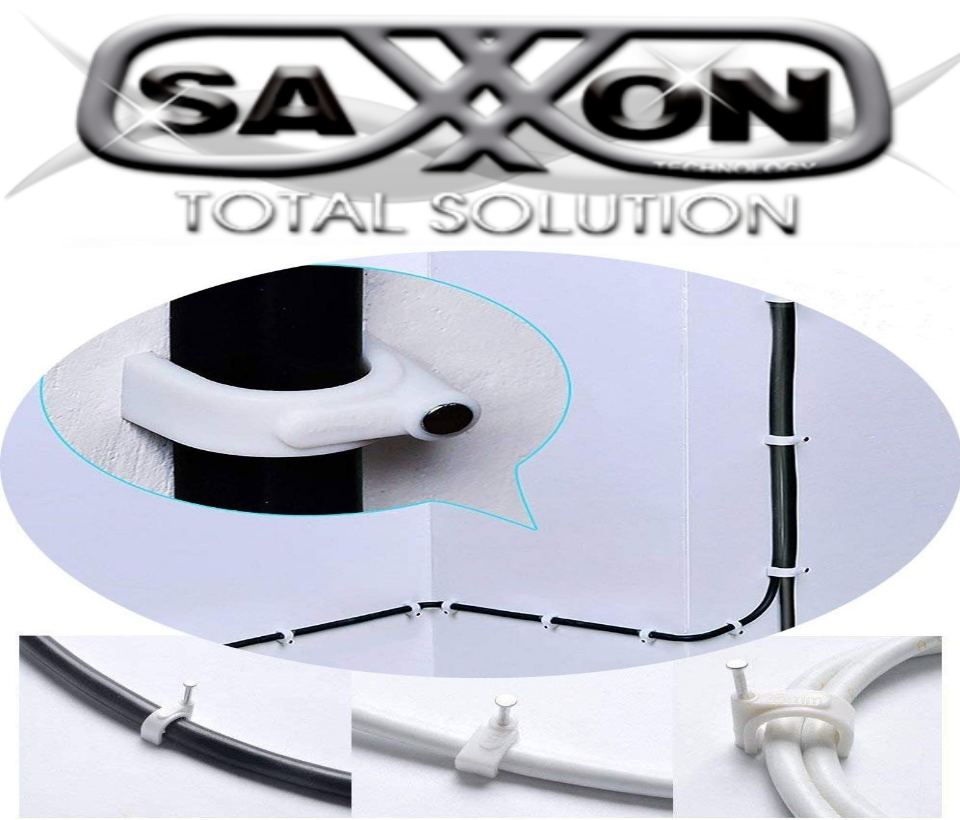 SAXXON GRA955B - Bolsa de 50 grapas de pared/ Color blanco/Diametro: 6mm / Con clavo de 3/4 para concreto de alta resistencia