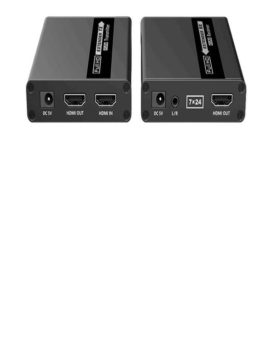 SAXXON LKV223 - Kit extensor de video HDMI/ Resolucion 1080P/ 60 Hz/ Hasta 70 metros con Cat6/ 6A/ 7  Cero latencia/ Loop HDMI/ Soporta HDR/ Infra rojo de 2 vías/ Salida de audio/