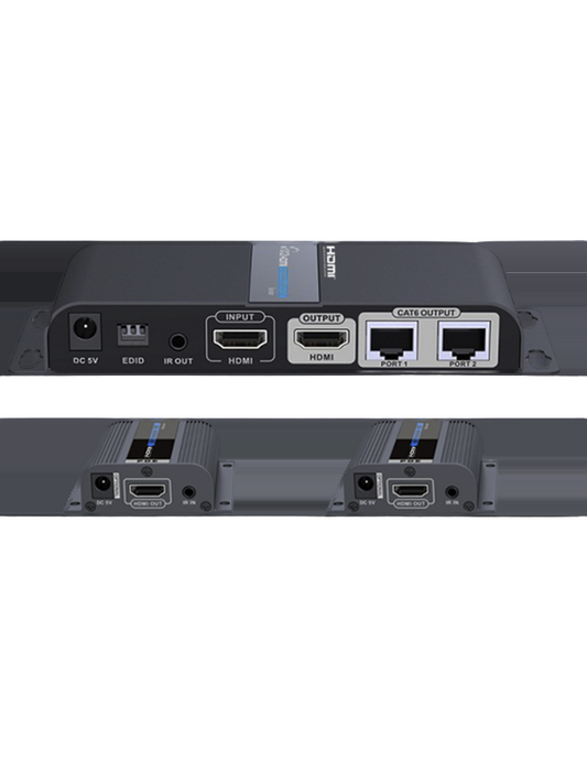 SAXXON LKV712PRO- Kit extensor HDMI de 2 Puertos/ Hasta 40 metros/ CAT6/ 6A/ 7/ Resolucion 1080p/ loop HDMI/ Transmisor IR/ Plug and play