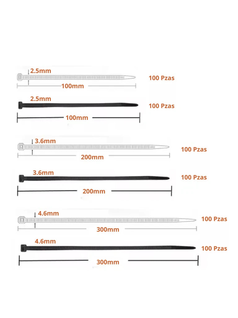 SAXXON CN25X100 - Cincho sujetacable / 2.5  mm X 100  mm / Blanco / Bolsa con 100 piezas / Nylon