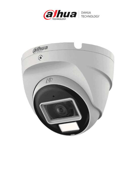 DAHUA DH-HAC-T2A51N-U-IL-A- Cámara Domo 5 MP Serie Cooper/ Lente 2.8 mm con Apertura de Hasta 100°/ Iluminación Dual Inteligente/ Micrófono Integrado/ Iluminación de Hasta 30Mts IR + 20Mts Luz Calida/ Metal/ IP67/ Para Exterior