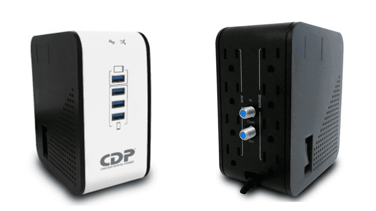 CDP R2CU-AVR1008 - Regulador de Voltaje de Escritorio / NEMA 5-15 / 1000VA / 500W / 8 tomas de salida / 1 Toma para carga de tablet / 3 Tomas para carga de smartphone