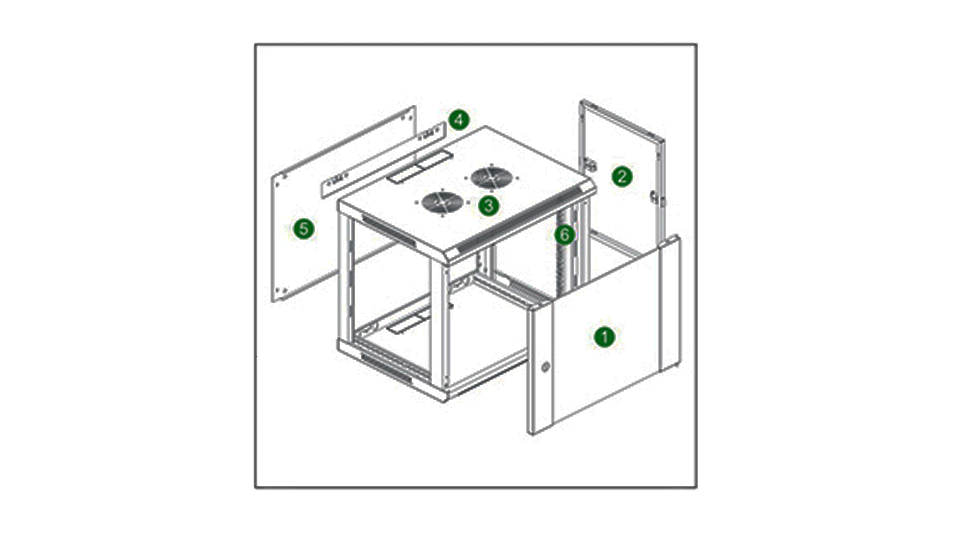 SAXXON SA640601 - Gabinete de pared de 6 UR, fijo, con capacidad de carga de 60 Kg. Dimensiones 60x45x37cm, de acero.