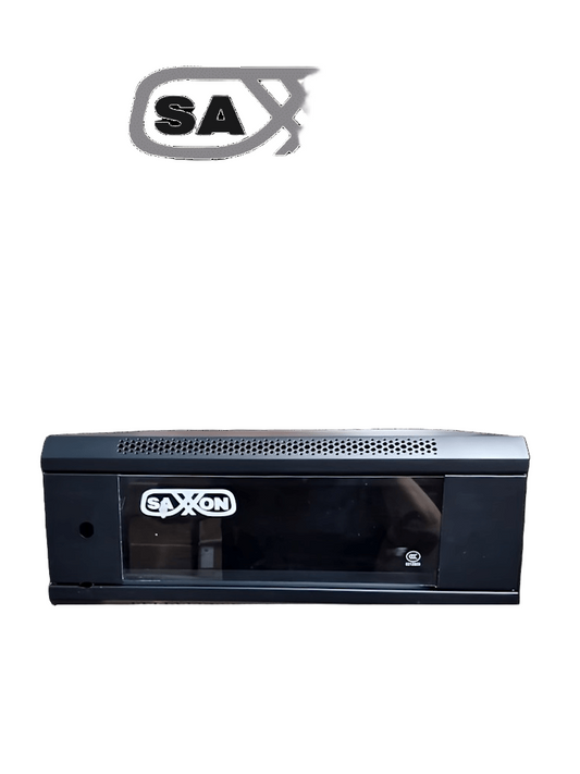SAXXON SXR4U5404A - Gabinete de Pared Negro / 4 UR / Puerta de Vidrio Templado / Alto 21 cm / Ancho 53 cm / Profundidad 40 cm / Ideal para Grabadores de CCTV