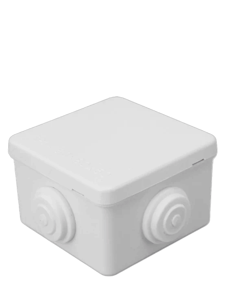 SAXXON SXWD008 - Caja de conexiones con 4 entradas / PVC libre de halógenos / Compatible con cámaras Bullet / Domo / Dimensiones 80 x 80 x 50 mm