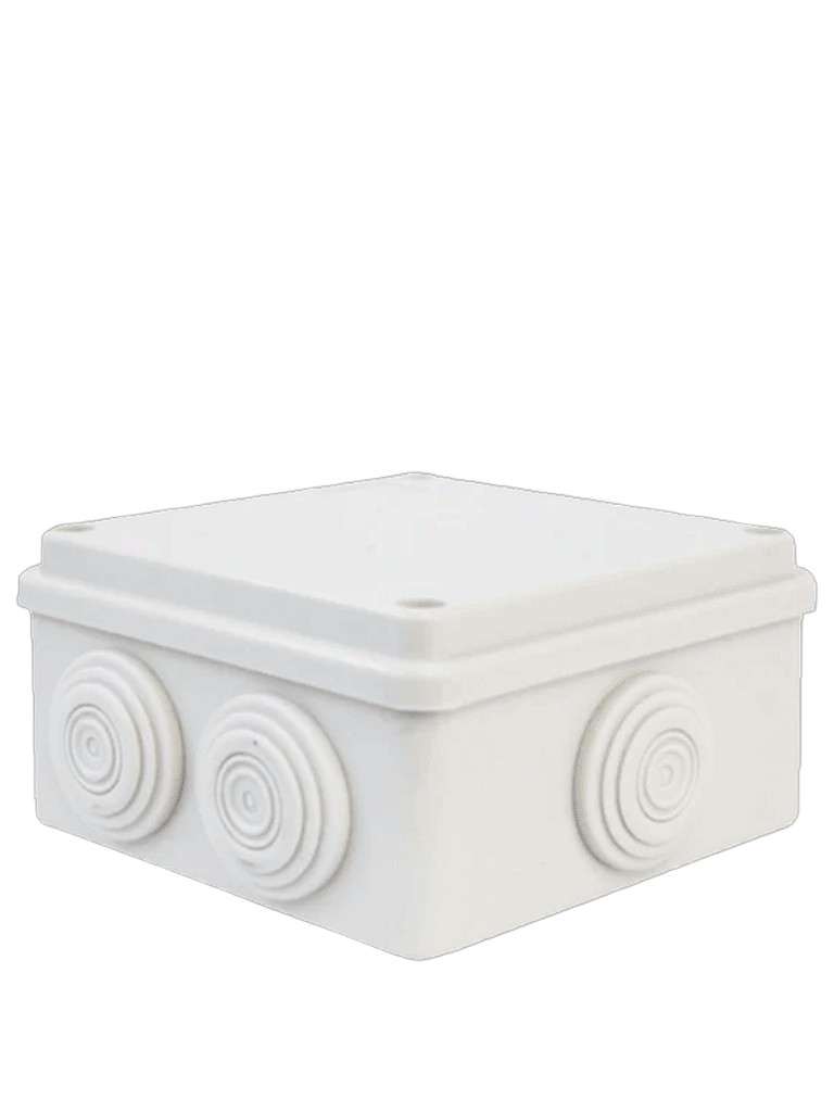 SAXXON SXWD010 - Caja de conexiones con 7 entradas / PVC libre de halógenos / Compatible con cámaras Bullet y Domo / Dimensiones 100 x 100 x 70 mm