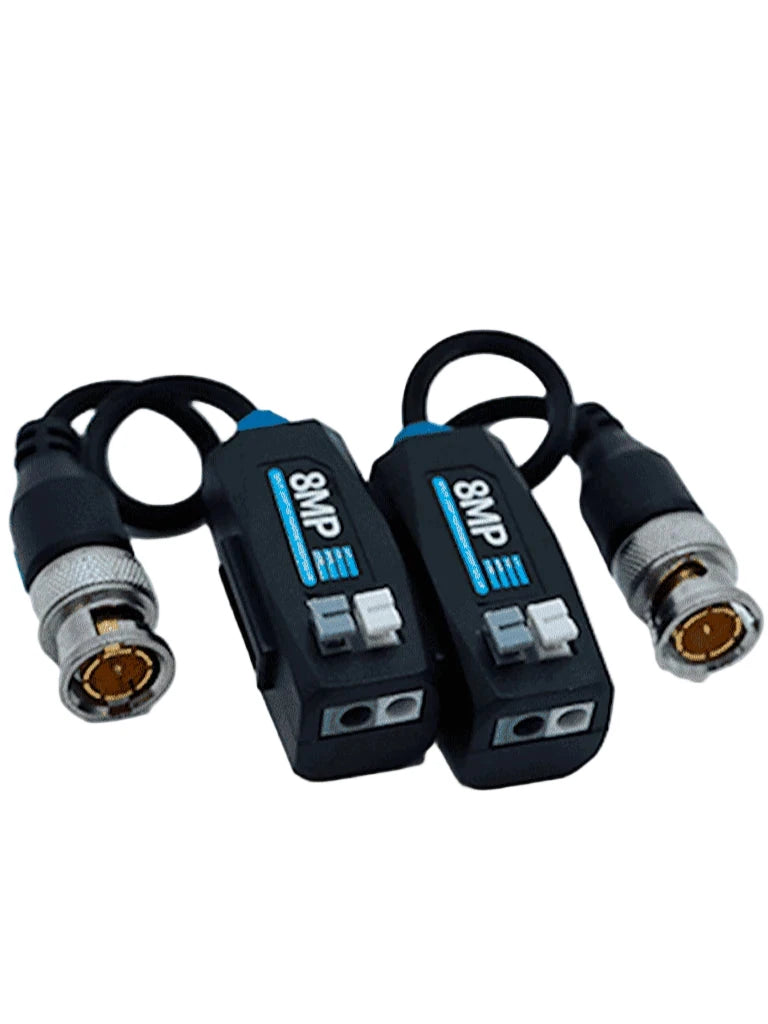 SAXXON SXCF800 - Par de Transceptores Pasivos 4K / Botónes Push / 8MP ( 4K ) hasta 200 Metros / 1080P hasta 250 Metros / Soporta HDCVI / AHD / TVI / CBVS / Fácil Conexión