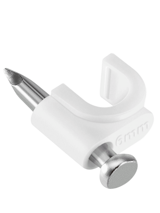 SAXXON GRA955B - Bolsa de 50 grapas de pared/ Color blanco/Diametro: 6mm / Con clavo de 3/4 para concreto de alta resistencia