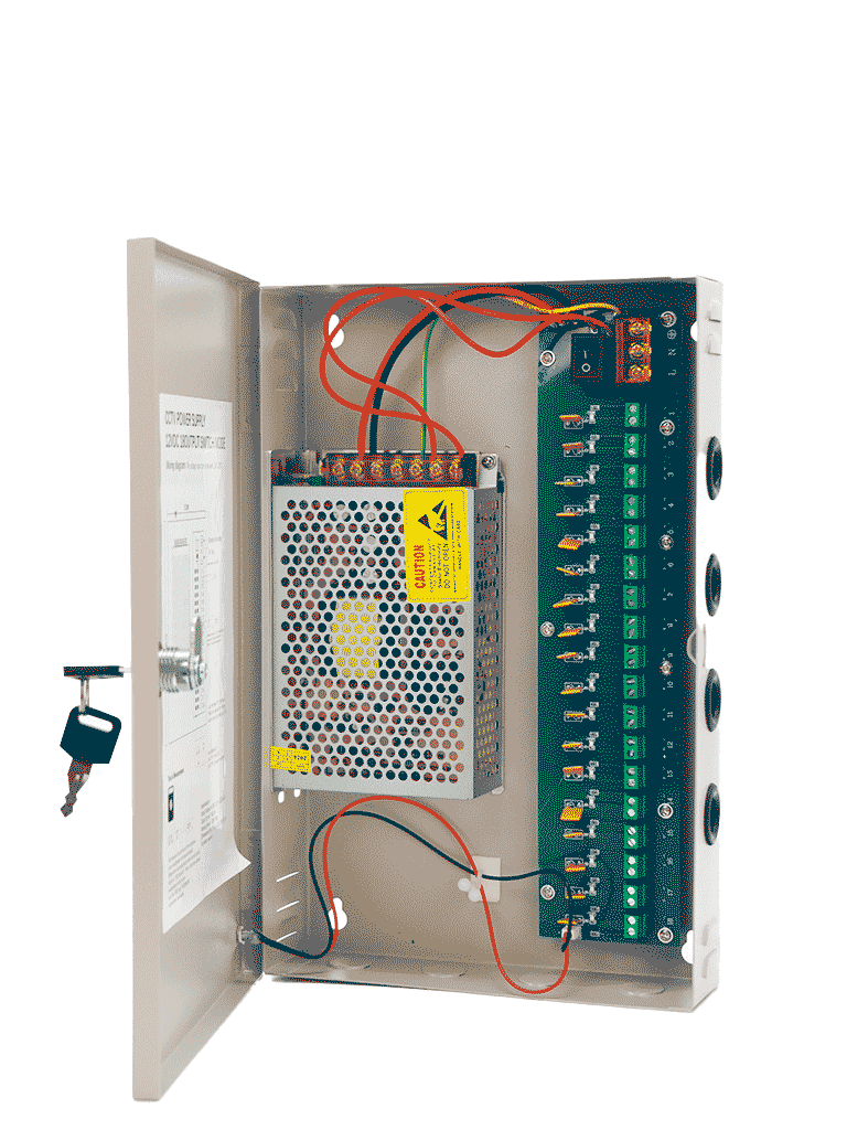 SAXXON SX10A18CH - Fuente de Poder Profesional 12 VCD / 10 Amperes / 18 Canales / 0.5 Amperes por Canal / Protección contra Sobrecargas / Led Indicador de Funcionamiento