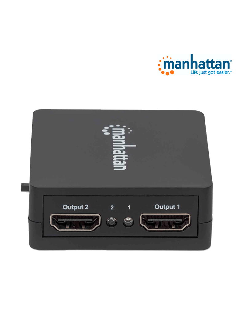 MANHATTAN 207652 - Splitter / Divisor de Video HDMI/ FullHD/ 1 Entrada y 2 Salidas/ Distancia de Entrada 15 Metros/ Distancia de Salidas 15 Metros/ Soporta Conexión en Cascada/ Soporta sonido LPCM, Sonido Master DTS-HD y Dolby TrueHD/