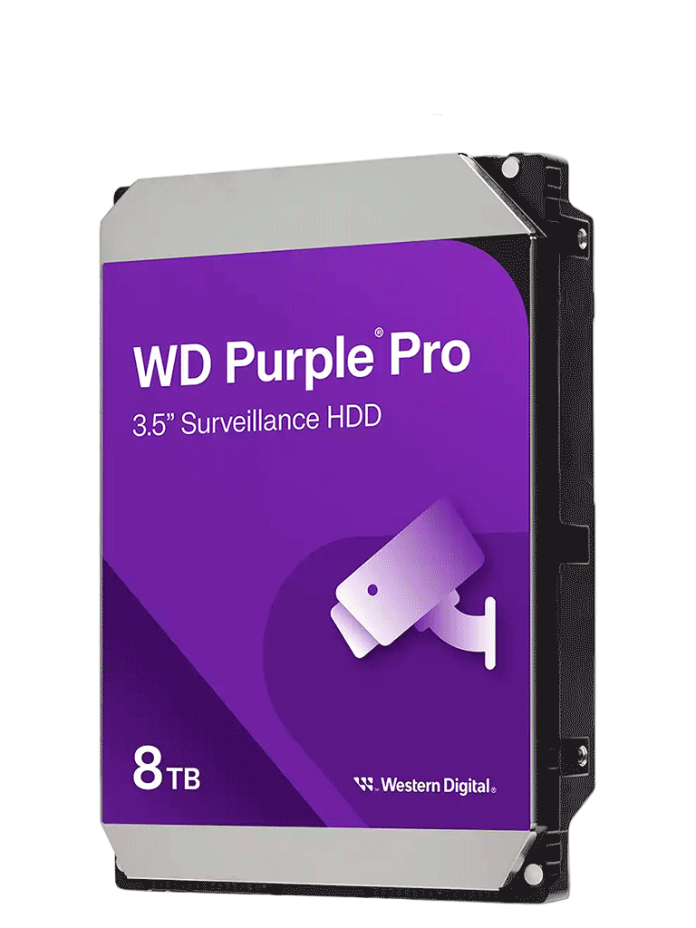 WESTERN DIGITAL WD8002PURP - Disco Duro de 8TB Purple PRO / Especial para Videovigilancia con IA / Tecnología IA AllFrame/ 32 Secuencias de IA