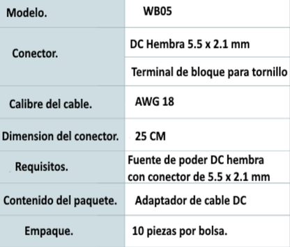 SAXXON PSUWB05 - Bolsa de 10 Conectores Hembra para Fuente de Alimentación/ Cable Calibre 18 AWG/