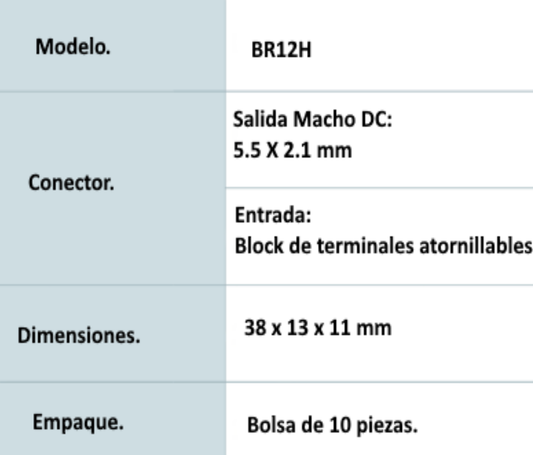 SAXXON PSUBR12H - Bolsa de 10 Conectores Macho Para Alimentación de Camaras/ Terminales Tipo Tornillo Positivo y Negativo/ Resistente a la Oxidación/