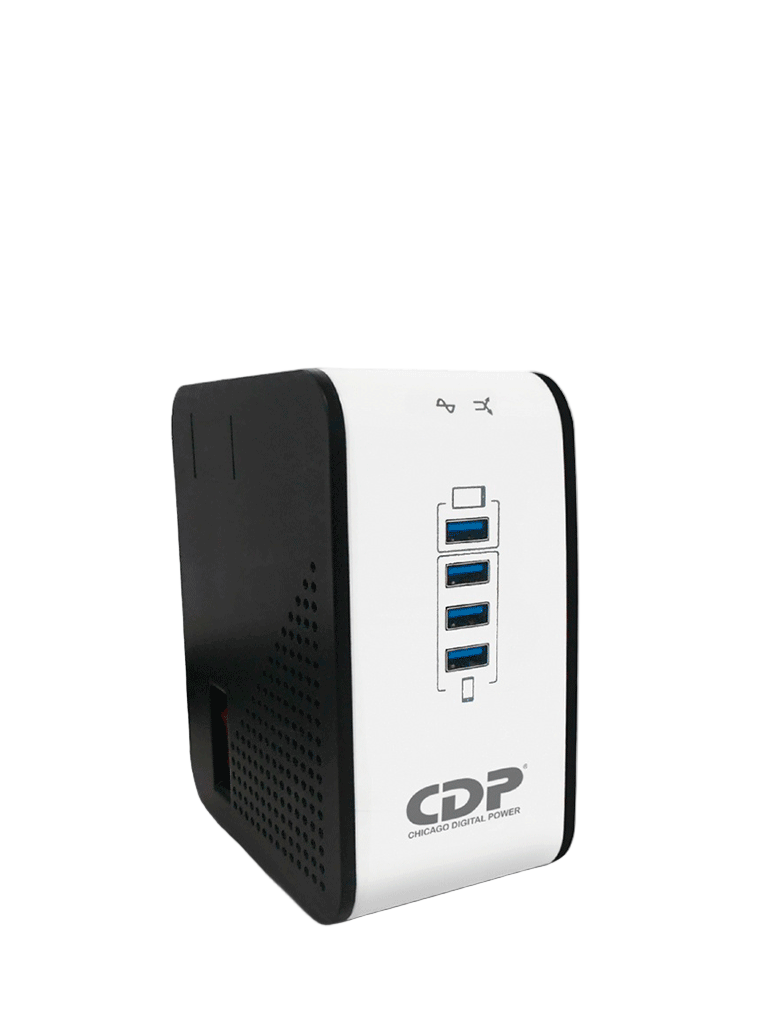 CDP R2CU-AVR1008 - Regulador de Voltaje de Escritorio / NEMA 5-15 / 1000VA / 500W / 8 tomas de salida / 1 Toma para carga de tablet / 3 Tomas para carga de smartphone