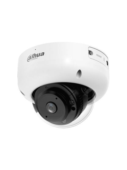 DAHUA IPC-HDBW3441R-AS-P Cámara IP domo antivandálica de 4 MP con lente de 2.1 mm, visión nocturna de 15 m, IA WizSense, y protección perimetral. Incluye PoE, WDR, H.265+, IP67, IK10, micrófono y entradas/salidas de alarma.
