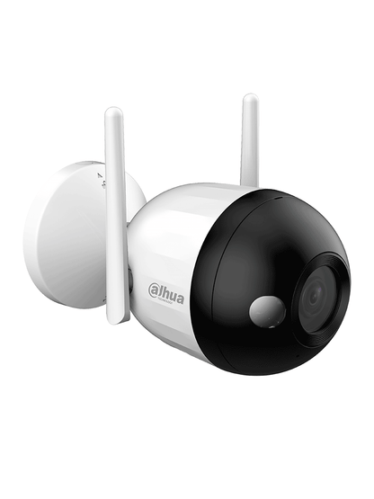 DAHUA F4CN-PV - Cámara IP Bullet WiFi de 4 Megapíxeles / Full Color + Iluminación Dual Inteligente / Disuasión Activa/ Lente 2.8mm / Audio 2 Vías/ Micrófono y Altavoz Integrados/ 30 Metros de Iluminación/ IA/ IP67/
