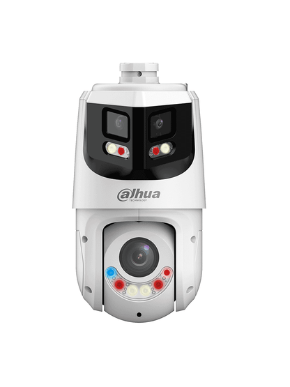 DAHUA SDT4E425-8P-GB-APV1-Cámara IP PTZ 8+4MP,8MP Vista Panorámica+4MP PT, TiOC WizSense, 25X Zoom, IR hasta100m, disuasión activa con Estrobo de Luz Roja y Azul, Altavoz Integrado, protección perimetral, Iluminador dual inteligent, IP66