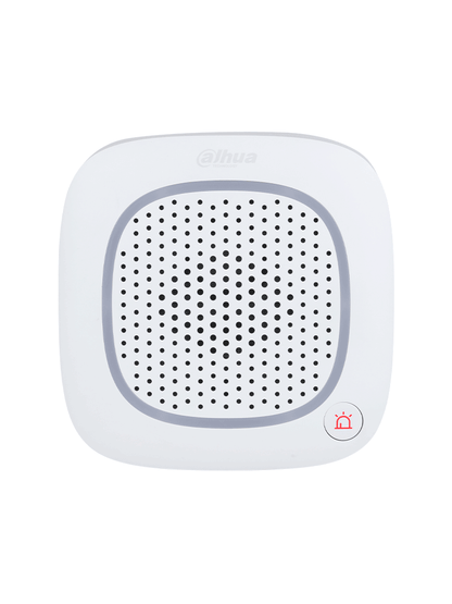 DAHUA DHI-ARA14-W2- Sirena intercom inalámbrica con audio bidireccional y múltiples sonidos (fuego, intrusión, pánico, médica y más). Compatible únicamente con HUB 2. Soporta botón de pánico para mayor seguridad y control.