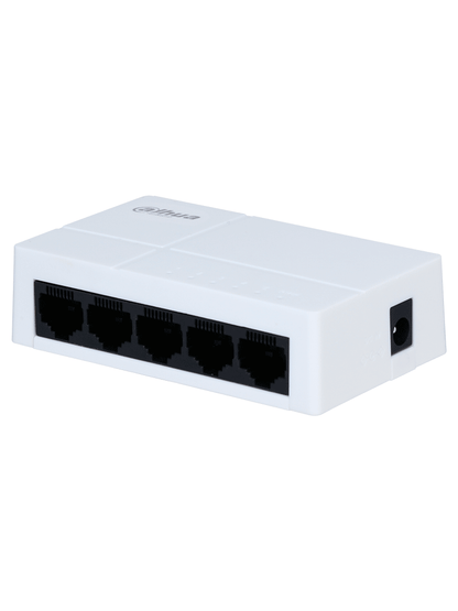DAHUA PFS3005-5GT-L - Switch para Escritorio 5 Puertos/ Gigabit Ethernet/ 10/100/1000/ Diseño Compacto/ Capa 2/ Switching 10 Gbps/ Velocidad de Reenvio de Paquetes 7.44 Mbps/ Blanco/