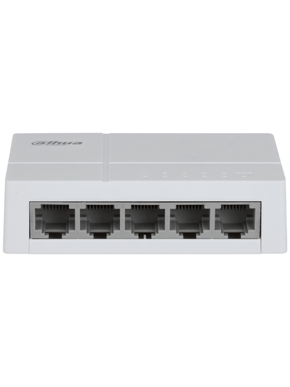 DAHUA DH-SF1005L - Switch para Escritorio 5 Puertos Fast Ethernet con velocidad de transmisión de 10/100 Mbps en un diseño compacto. Su capa 2 soporta un switching de hasta 1 Gbps y una velocidad de reenvío de 0.744 Mbps.
