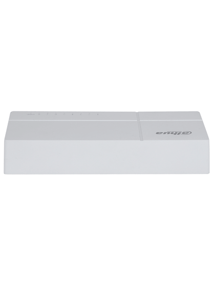 DAHUA DH-SF1008L - Switch de Escritorio con 8 puertos Fast Ethernet (10/100 Mbps), diseño compacto de capa 2, con capacidad de switching de 1.6 Gbps y velocidad de reenvío de paquetes de 1.19 Mpps. Ideal para redes eficientes y compactas.