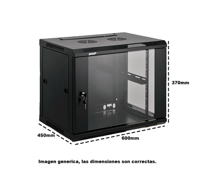 SAXXON SA640601 - Gabinete de pared de 6 UR, fijo, con capacidad de carga de 60 Kg. Dimensiones 60x45x37cm, de acero.