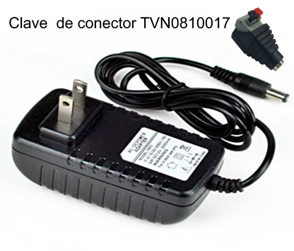 SAXXON PSU1202E - Fuente de Poder Regulada de 12 Vcc  2 Amperes/ Con Cable de 1.2 Metros/ Conector Macho/ Especial para Camaras de CCTV/ Usos Multiples/