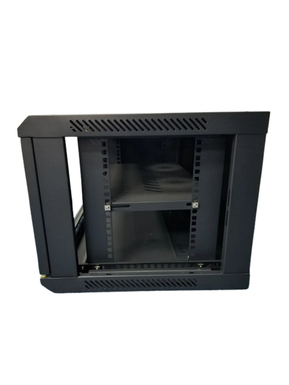 SAXXON SXR6U5406A - Gabinete de Pared Negro / 6UR / Puerta de Vidrio Templado / Dimensiones útiles: Alto 37 x ancho 53 x profundidad 40 cm