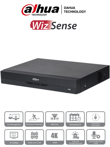 DAHUA XVR5116H-4KL-I3 - DVR de 16 Canales 4k/ 8 Megapixeles/ WizSense/ IA/ H.265+/ 16 Canales + 16 IP/ Hasta 32 Ch IP/ 2 Canales de Reconocimiento Facial/ SDM Plus/ Codificación con IA/ 1 Bahía de Disco Duro/ Funciones IoT & POS/