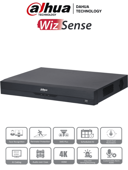 DAHUA XVR5232AN-I3 - DVR de 32 Canales de 5 Megapixeles Lite/ WizSense/ H.265+/ 2 Bahías de Discos Duros/ Hasta 32 Canales IP/ 2 Ch de Reconocimiento Facial/ SMD Plus/ Codificación IA/ Onvif/ Funciones IoT&POS/ Audio Bidireccional/
