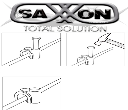SAXXON GRA955B - Bolsa de 50 grapas de pared/ Color blanco/Diametro: 6mm / Con clavo de 3/4 para concreto de alta resistencia