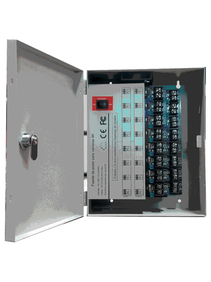 SAXXON PSU1220D16H- Fuente de Poder Profesional de 11 a 15 vcd/ 20 Amperes/ Para 16 Camaras Hasta 4k/ 1.25 Amperes por Canal/ Protección contra Sobrecargas/ Filtro de Ruido por Canal/ Uso rudo/