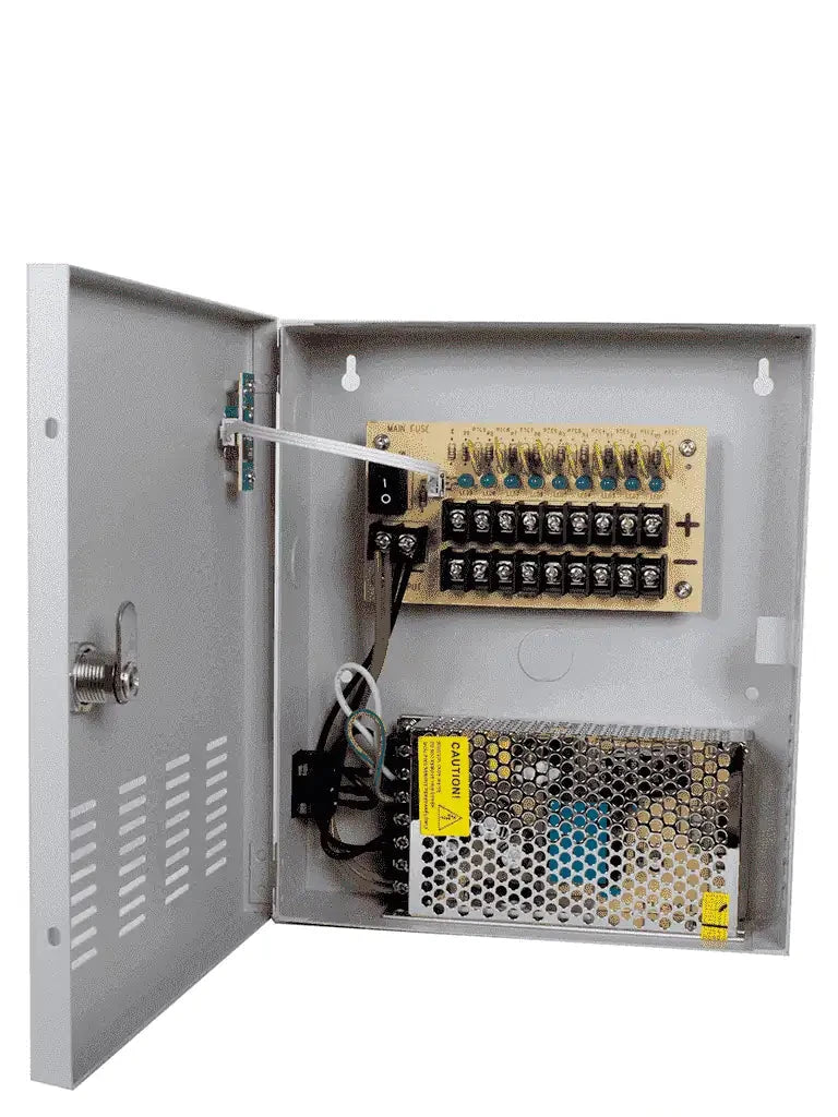 SAXXON PSU1210D9 - Fuente de Poder de 12 vcd/ 10 Amperes/ Para 9 Camaras/ 1.1 Amper por Canal/ Protección contra Sobrecargas/ Certificación UL/
