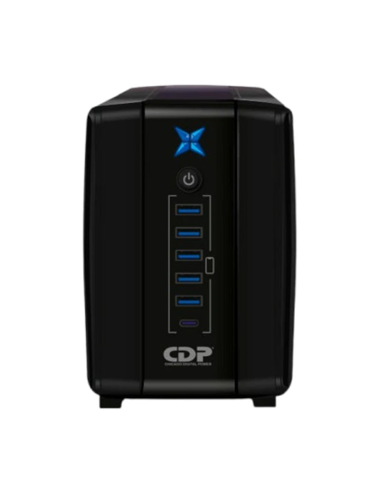 CDP R-UPR758 - UPS Interactivo de 750VA / 375W con 8 terminales de salida: 4 con respaldo y 4 con supresión de picos. Incluye batería de 12V 7AH, libre de mantenimiento.