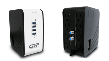 CDP R2CU-AVR1008 - Regulador de Voltaje de Escritorio / NEMA 5-15 / 1000VA / 500W / 8 tomas de salida / 1 Toma para carga de tablet / 3 Tomas para carga de smartphone