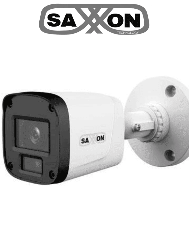 SAXXON SUA-HAC-B20P-0280B- Cámara Tipo Bala de 2 Megapíxeles & 1080P/ Lente de 2.8 mm Apertura de Hasta 100°/ Iluminación IR de Hasta 20m/ Para Exterior IP67/Material Plástico de Alta Duración/Funcionamiento en Modos CVI & AHD & TVI