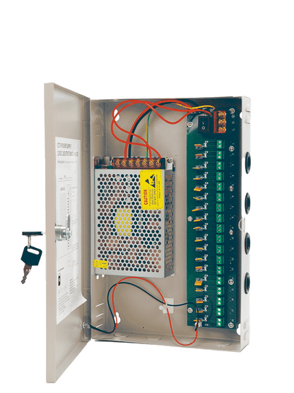 SAXXON SX10A18CH - Fuente de Poder Profesional 12 VCD / 10 Amperes / 18 Canales / 0.5 Amperes por Canal / Protección contra Sobrecargas / Led Indicador de Funcionamiento