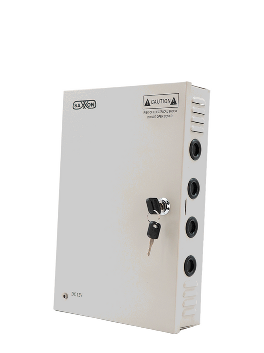 SAXXON SX10A18CH - Fuente de Poder Profesional 12 VCD / 10 Amperes / 18 Canales / 0.5 Amperes por Canal / Protección contra Sobrecargas / Led Indicador de Funcionamiento