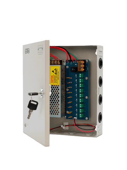 SAXXON SX10A9CH - Fuente de Poder Profesional 12 VCD / 10 Amperes / 9 Canales / 1.1 Amperes por Canal / Protección contra Sobrecargas / Led Indicador de Funcionamiento