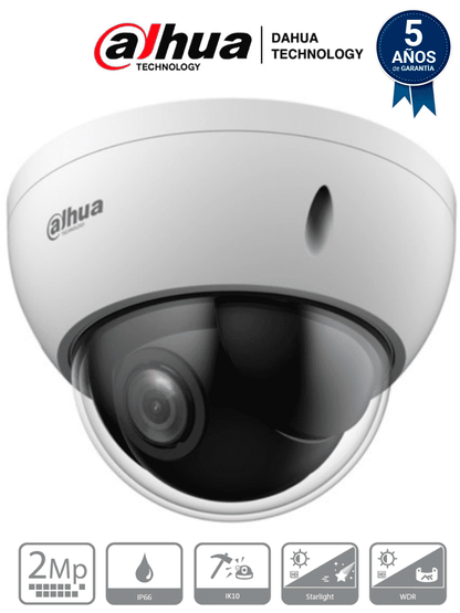 DAHUA SD22204DB-GC - Cámara PTZ Mini Domo Antivandálica de 2 Megapíxeles/ analógica / 4X de Zoom Óptico/ IP66/ IK10/ Starlight/ HLC/ 30FPS/ 3DNR/