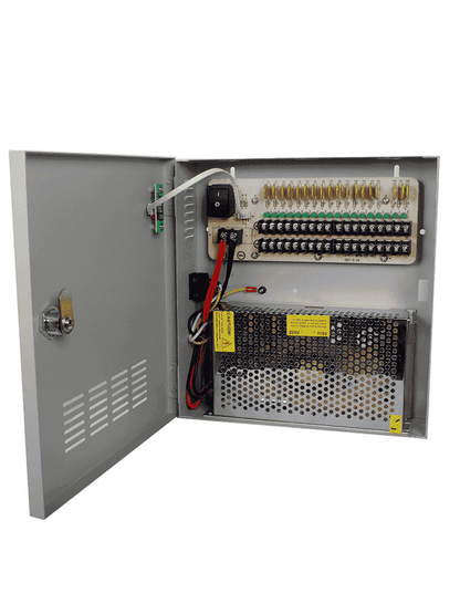 SAXXON PSU1220D18 - Fuente de 12 vcd/ 20 Amperes/ Para 18 Camaras/ 1.1 Amper por Canal/ Protección contra Sobrecargas/ Certificación UL/