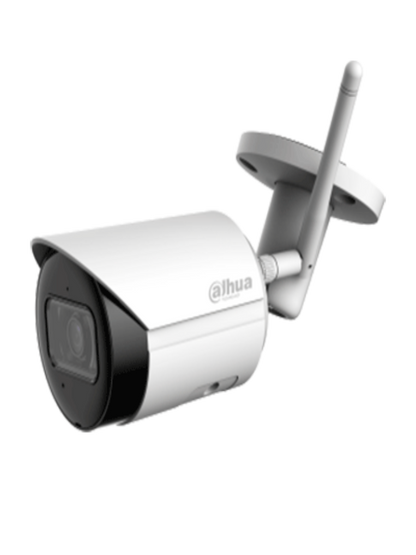 DAHUA IPC-HFW1430DS-SAW - Camara IP Bullet Wifi de 4 Megapixeles/ Lente de 2.8mm/ 90 Grados de Apertura/ H.265+/ IR de 30 Metros/ Microfono Integrado/ Ranura para MicroSD/ Metalica/ IP67/ DWDR/ Videoanaliticos con SMD/